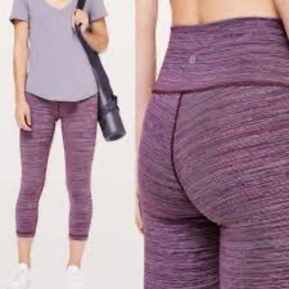Lululemon Wunder Under HR 21" Edged Stripe Jacquard Blueprint Royal Ruby Sz 2 - Picture 1 of 10